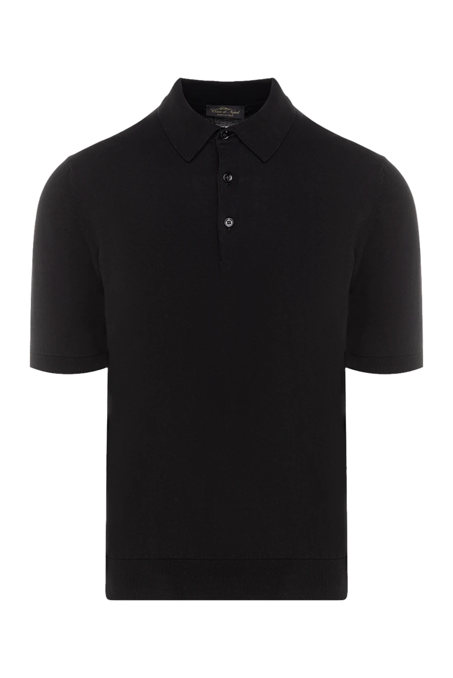 Cesare di Napoli Men's black cotton polo - 100% cotton. Closure: buttons. Country of manufacture: Italy. Care: specialized cleaning - photo 1