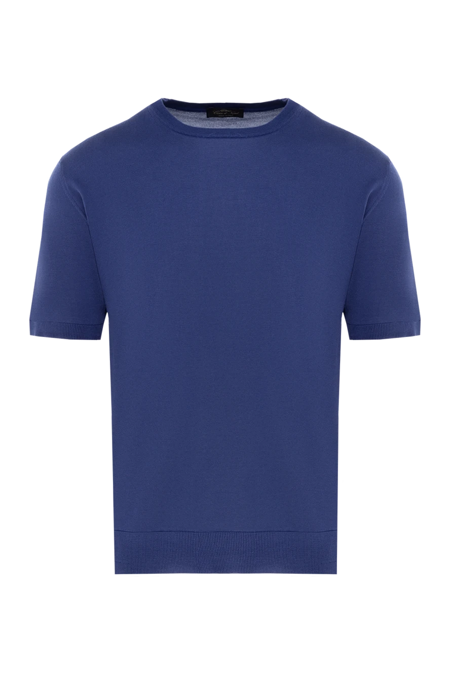 Cesare di Napoli Short sleeve silk jumper for men blue - 100% silk. Country of manufacture: Italy. Care: specialized cleaning - photo 1