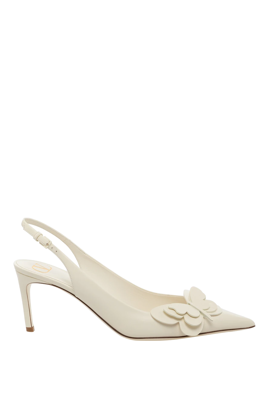 Valentino White leather heels for women - butterfly. 100% genuine leather. buckle. Country of manufacture: Italy. Care: specialized cleaning - photo 1