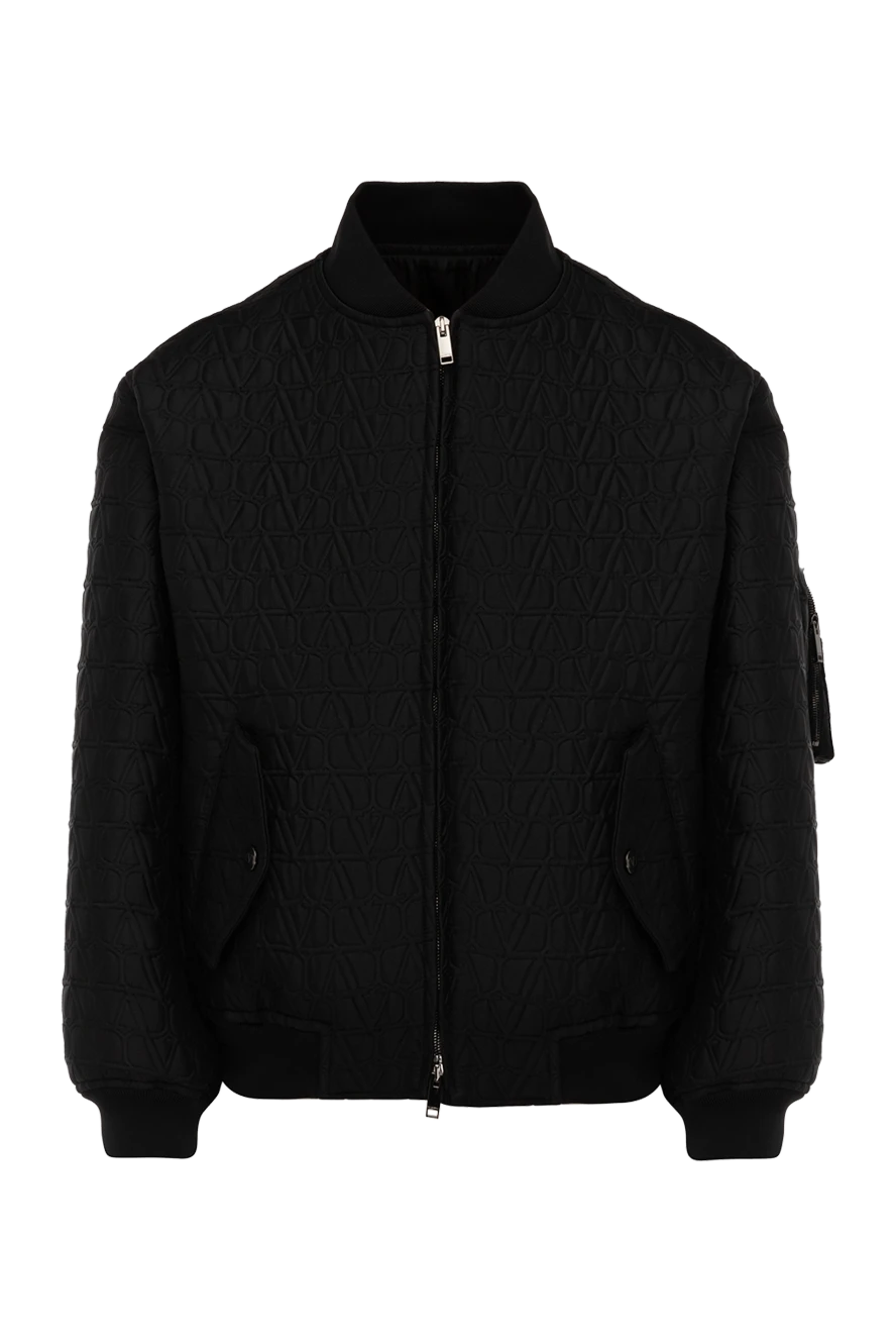 Valentino Women's cotton jacket black - logo pattern. 100% cotton. Closure: zipper. two side pockets, one sleeve pocket. Country of manufacture: Italy. Care: specialized cleaning - photo 1