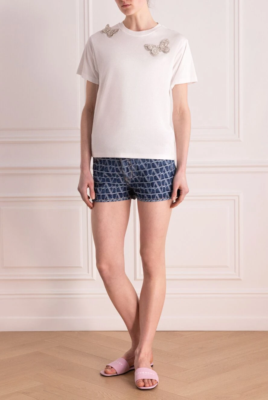 Tシャツ・カットソー VALENTINO FW24 White poplin shirt (5V3ABR9EADQ 0BO) Valentino: Women's Cotton Poplin Shirt (White) | DSML E-SHOP