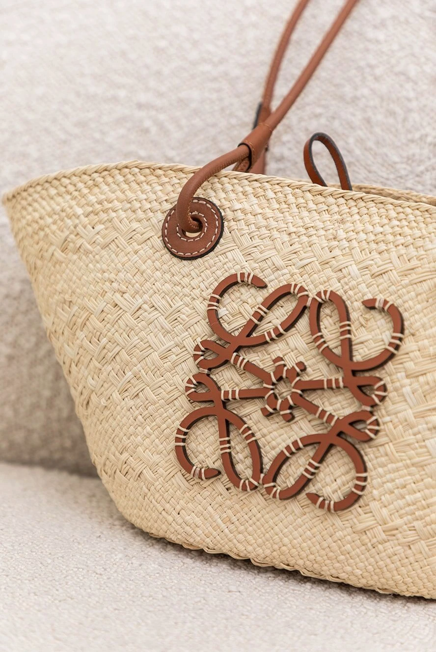 Loewe women's beige casual bag made of straw 177001 — Women bags