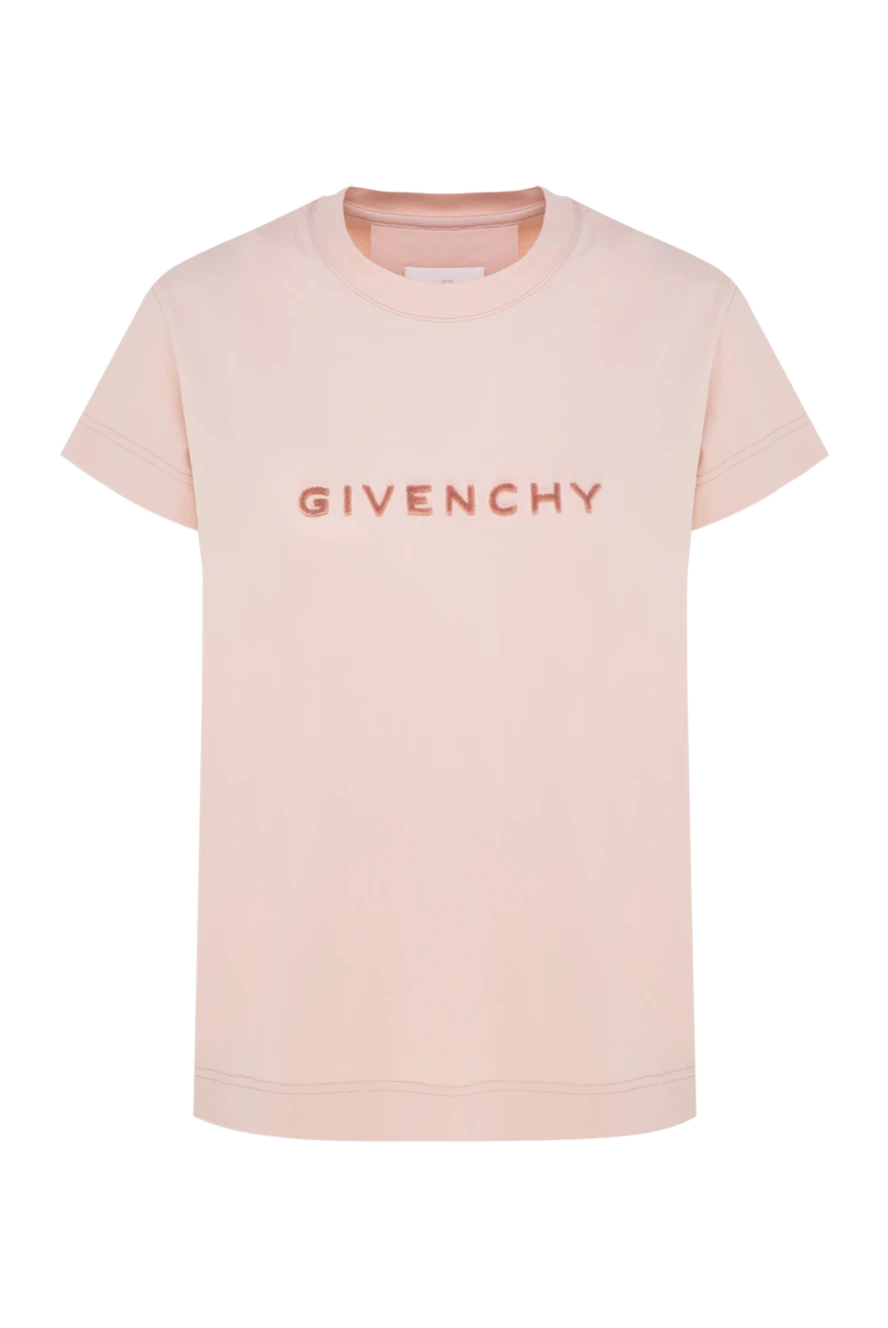 Givenchy Футболка из хлопка женская розовая - логотип бренда. Cостав: 100% хлопок. Страна производитель: Франция. Уход: специализированная чистка - фото 1