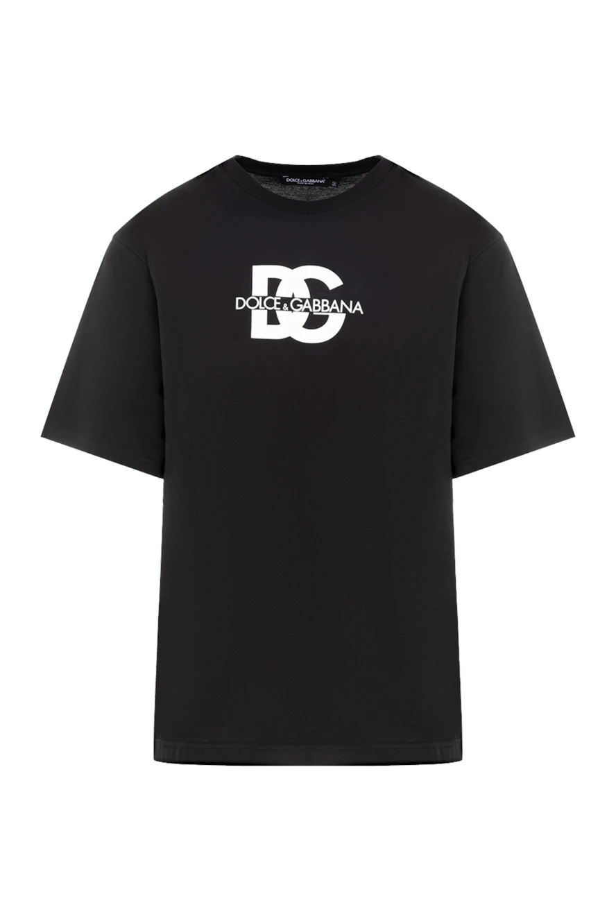 Dolce & Gabbana Men's black cotton T-shirt with logo print - brand logo. 100% cotton. Country of manufacture: Italy. Care: specialized cleaning - photo 1