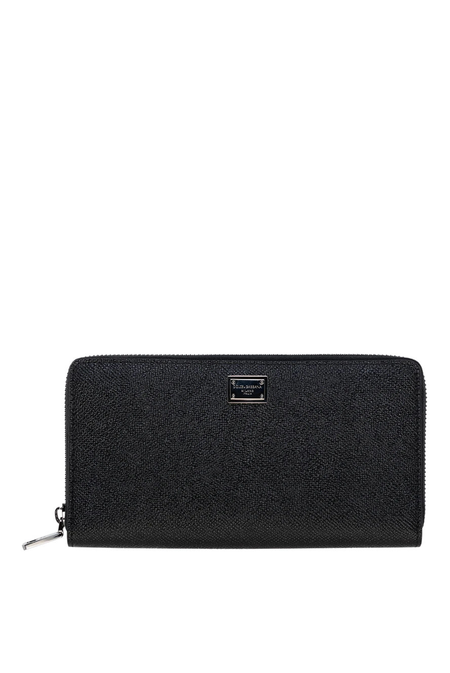 Dolce & Gabbana Men's black genuine leather wallet - brand logo. 100% genuine calfskin. Dimensions: 10.5 ? 19 ? 2.5 cm. Closure: zipper. Country of manufacture: Italy. Care: specialized cleaning - photo 1