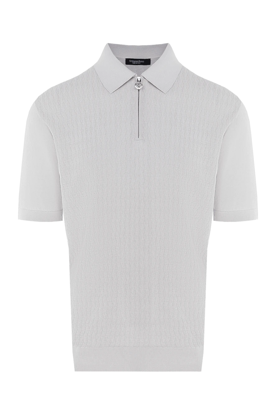 Stefano Ricci Поло з шовку та бавовни чоловіче сіре - візерунок смужка. 60% шовк, 40% бавовна. блискавка. Країна виробник: Італія. Догляд: спеціалізоване чищення - фото 1
