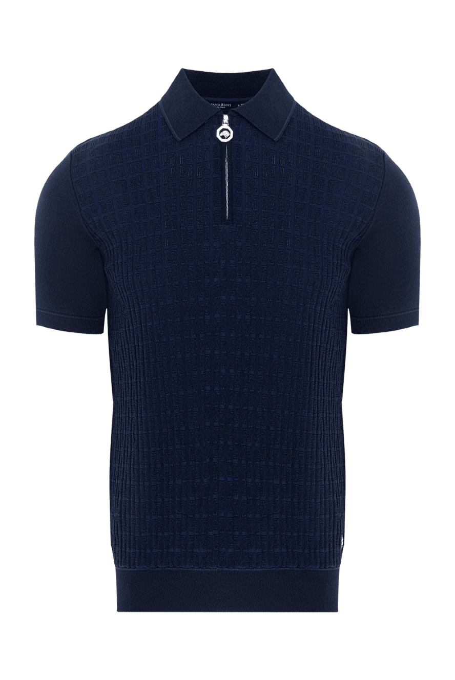 Stefano Ricci Поло из шелка и хлопка мужское синий - узор полоска. 60% шелк, 40% хлопок. молния. Страна производитель: Италия. Уход: специализированная чистка - фото 1