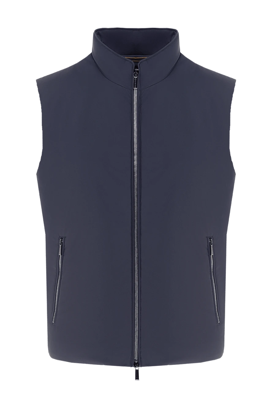 Moorer Polyester vest men's blue - Composition: 100% polyester. Closure: zipper. Pockets: two front pockets. Country of manufacture: Italy. Care: specialized cleaning - photo 1