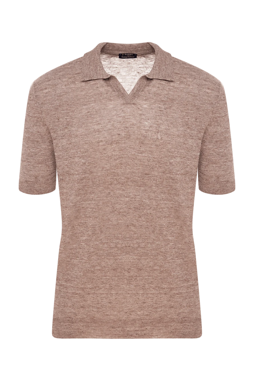 Barba Napoli Men's brown linen polo - melange. 100% linen. Country of manufacture: Italy. Care: specialized cleaning - photo 1