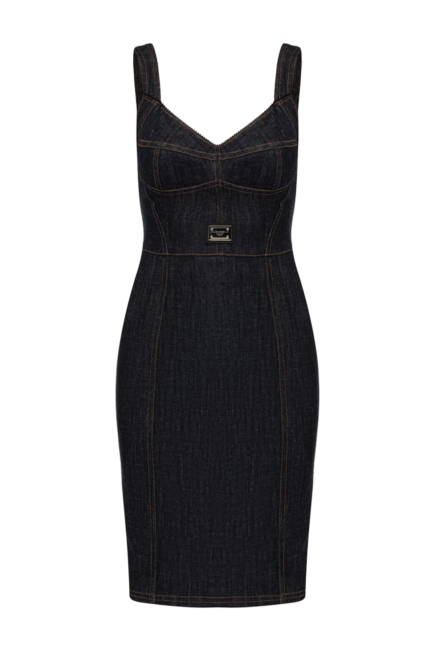 Dolce & Gabbana Women's dress blue - brand logo. 69% cotton, 25% polyamide, 6% elastane. Closure: zipper. Country of manufacture: Italy. Care: specialized cleaning - photo 1