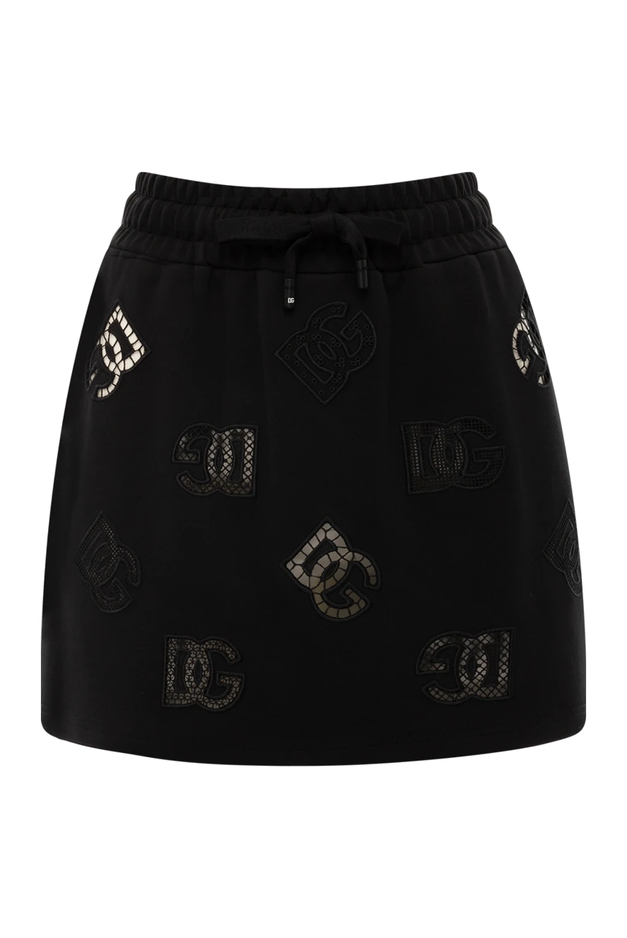 Dolce & Gabbana Mini skirt made of cotton and polyester for women black - brand logo. 71% cotton, 29% polyester. Closure: drawstring. Country of manufacture: Italy. Care: specialized cleaning - photo 1