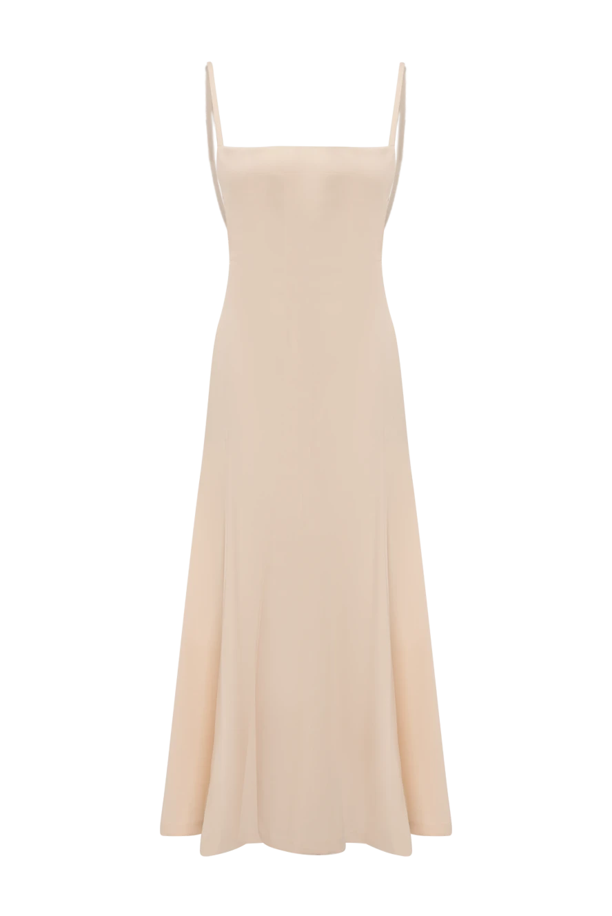 Philosophy di Lorenzo Serafini Women's dress beige - 54% polyester, 44% wool, 2% elastane. Closure: zipper, ties. two side pockets. Country of manufacture: Italy. Care: specialized cleaning - photo 1