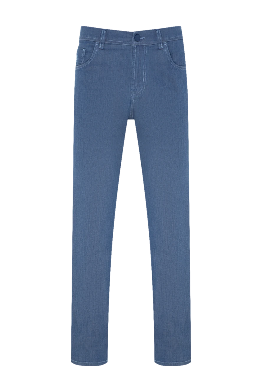 Scissor Scriptor Blue cotton and polyurethane jeans for men - 95% cotton, 5% polyurethane. zipper, button. three front pockets, two back pockets. Country of manufacture: Italy. Care: specialized cleaning - photo 1