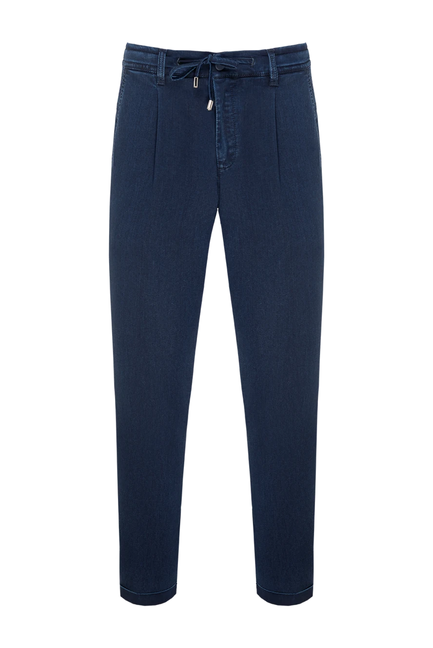 Scissor Scriptor Blue jeans for men - tucks. 69% lyocell, 28% polyester, 3% polyurethane. zipper, button, drawstring. three front pockets, two back pockets. Country of manufacture: Italy. Care: specialized cleaning - photo 1