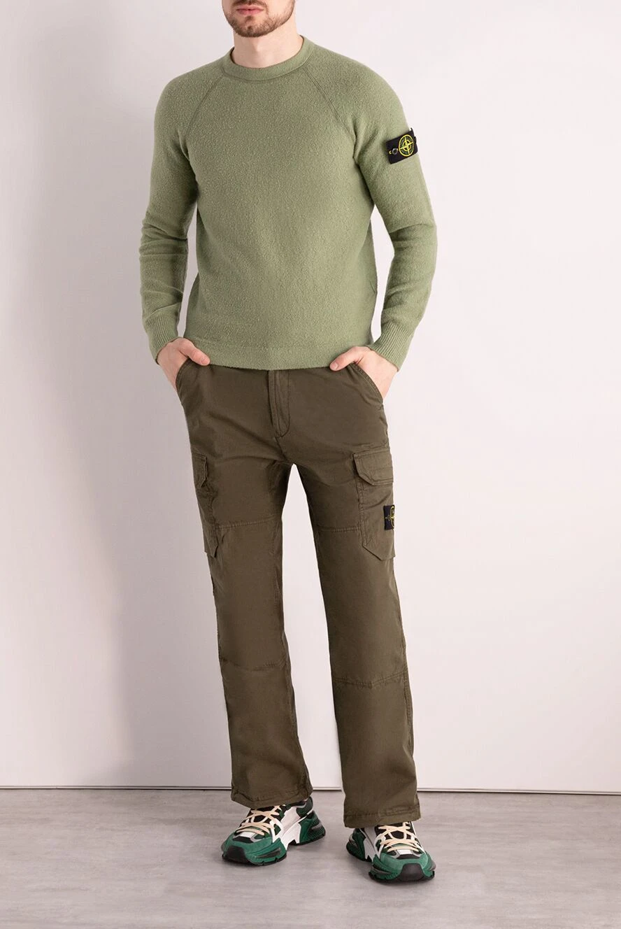 Mens green stone island jumper sales