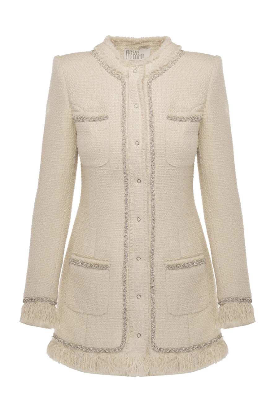 Giuseppe Di Morabito Knitted dress for women beige - contrast edging. 83% polyester, 15% acrylic, 2% other fibers. Closure: buttons. four side pockets. Country of manufacture: Italy. Care: specialized cleaning - photo 1