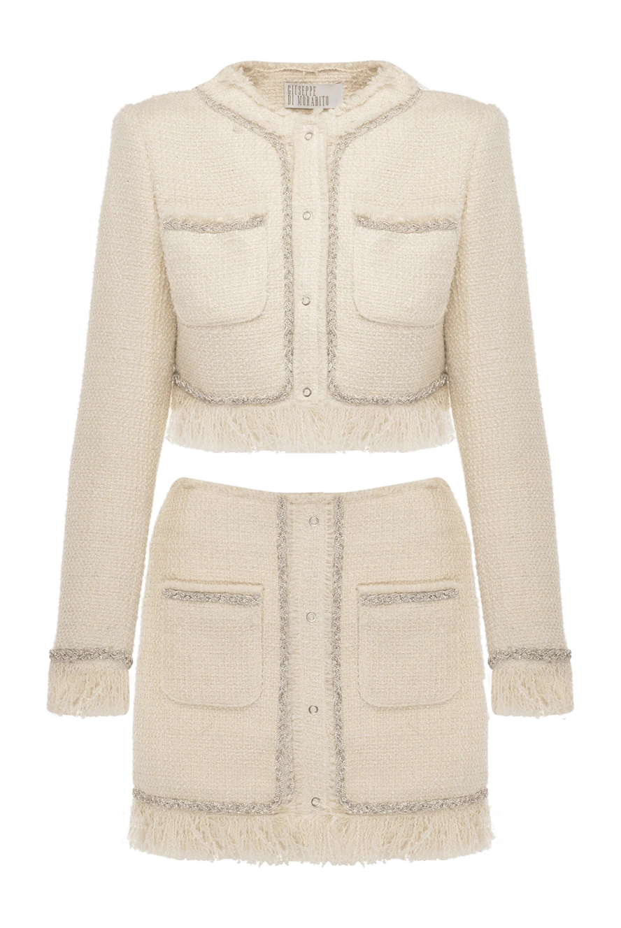 Giuseppe Di Morabito Suit with a skirt for women beige - 83% wool, 15% acrylic, 2% other fibers. Closure: buttons. two side pockets, two chest pockets. Country of manufacture: Italy. Care: specialized cleaning - photo 1