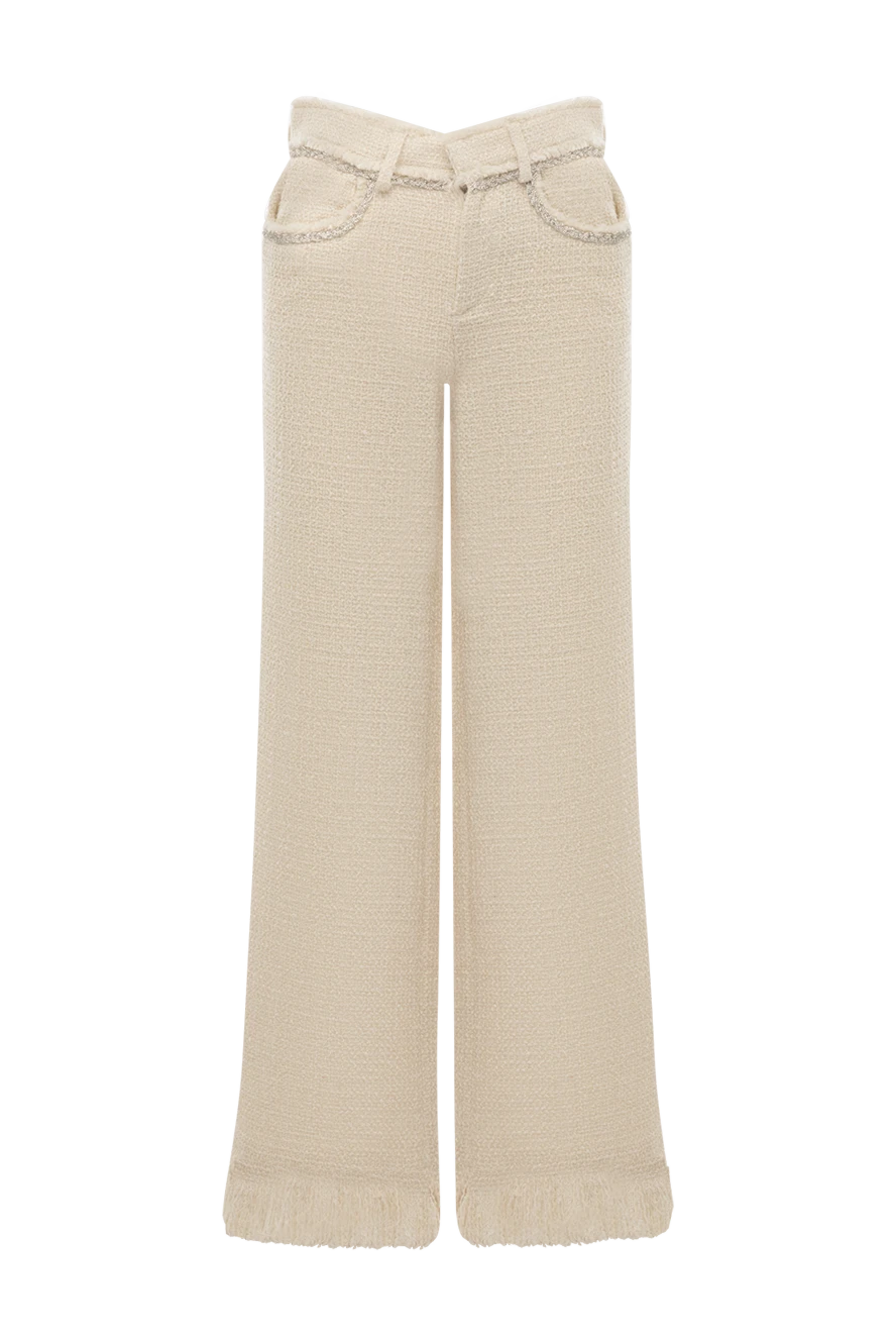 Giuseppe Di Morabito Knitted pants for women beige - 83% polyester, 15% acrylic, 2% other fibers. Closure: button, zipper. two front pockets, two back pockets. Country of manufacture: Italy. Care: specialized cleaning - photo 1