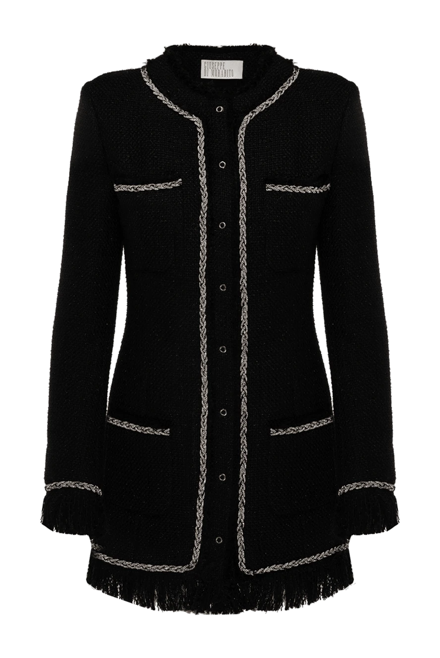 Giuseppe Di Morabito Knitted dress for women black - contrast edging. 83% polyester, 15% acrylic, 2% other fibers. Closure: buttons. four side pockets. Country of manufacture: Italy. Care: specialized cleaning - photo 1