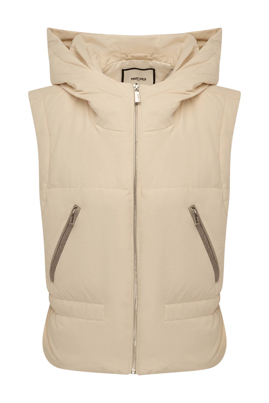 Max&Moi Polyester vest for women beige - hood. 100% polyester. Closure: zipper. two side pockets. Country of manufacture: Italy. Care: specialized cleaning - photo 1