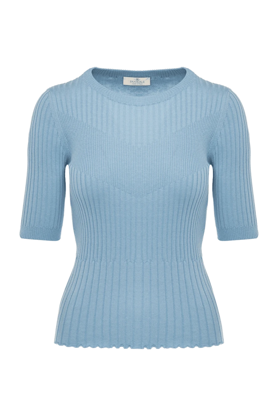 Panicale Women's blue silk and cotton jumper - 55% silk, 45% cotton. Country of manufacture: Italy. Care: specialized cleaning - photo 1