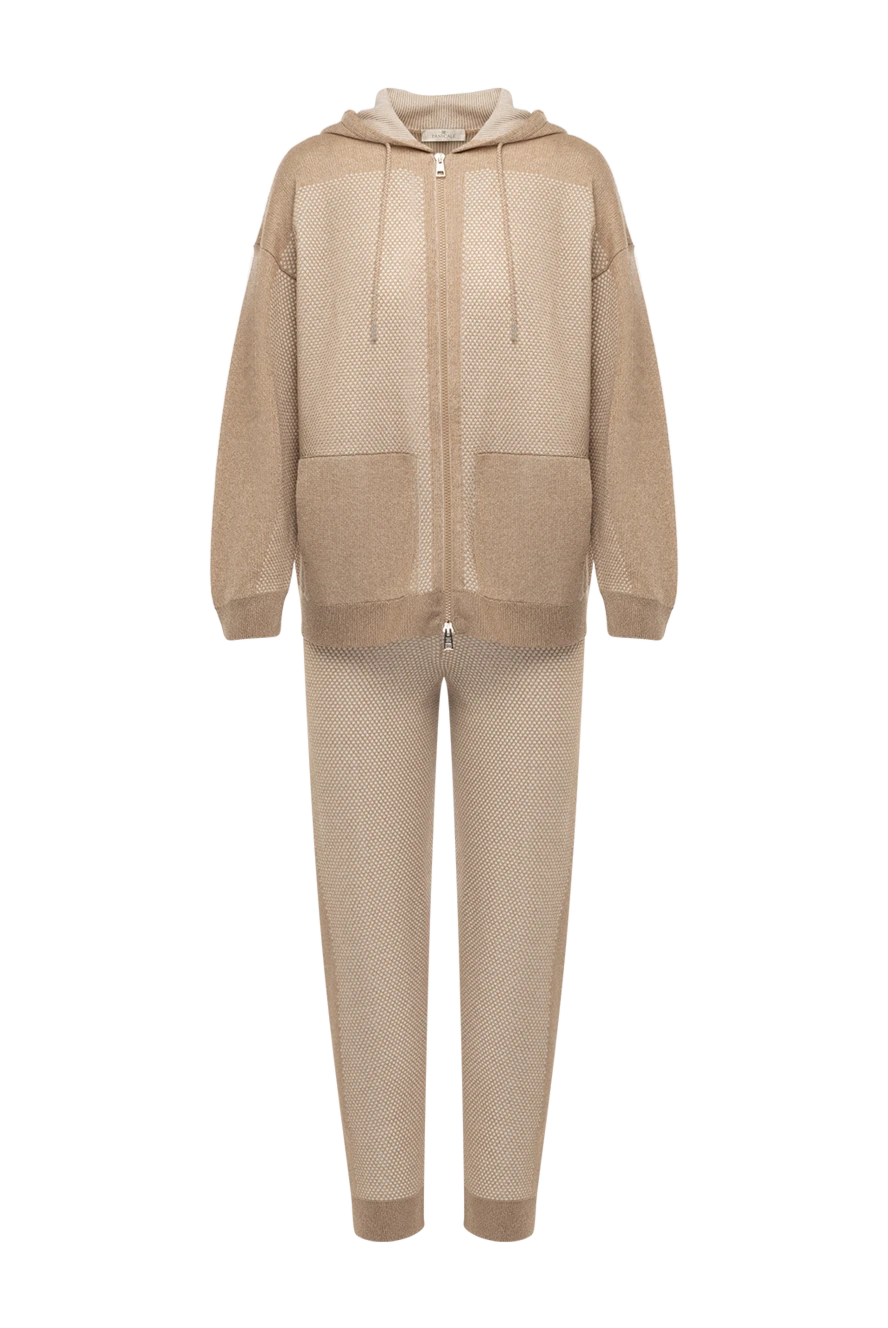 Panicale Walking suit for women beige - hood. 70% cotton, 16% viscose, 14% polyester. zipper, drawstring. two side pockets. Country of manufacture: Italy. Care: specialized cleaning - photo 1