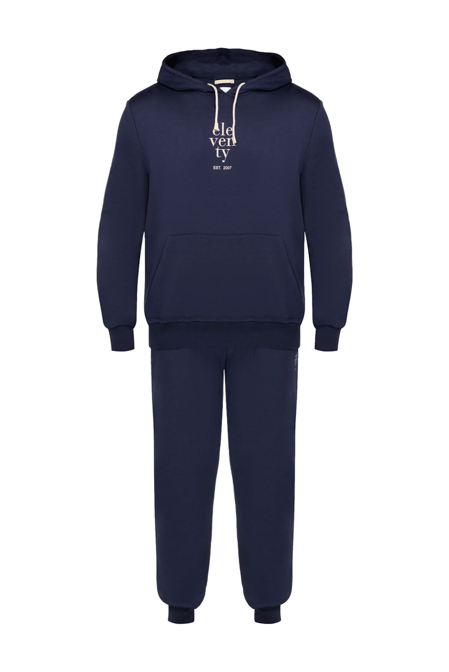 Eleventy Men's walking suit made of cotton and polyamide blue - hood. 98% cotton, 2% polyamide. Closure: drawstring. two side pockets. Country of manufacture: Italy. Care: specialized cleaning - photo 1