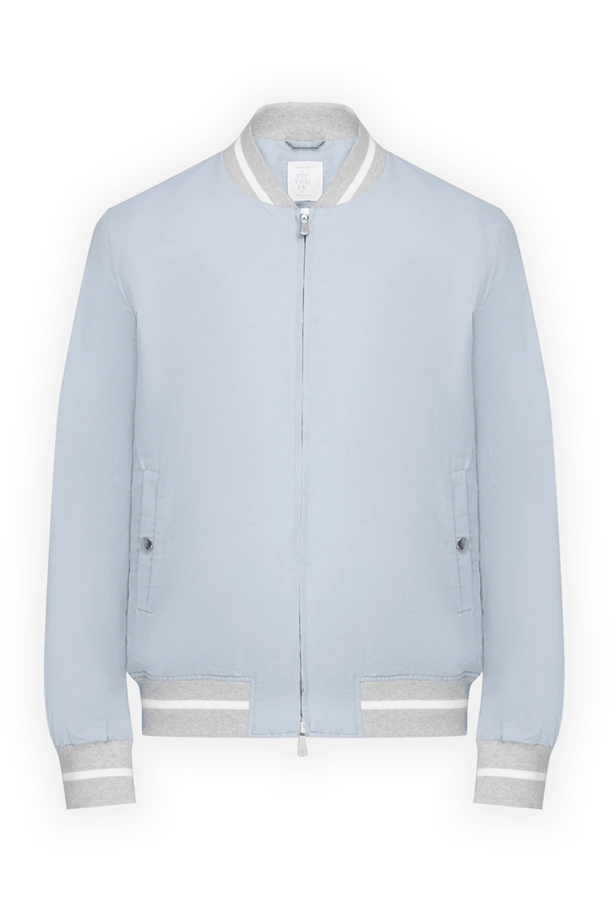 Eleventy Men's linen and polyamide jacket, blue - Decor: stripe with elastic band. Composition: 52% linen, 48% polyamide. Fastening: zipper, buttons. Pockets: two side pockets. Country of manufacture: Italy. Care: specialized cleaning - photo 1