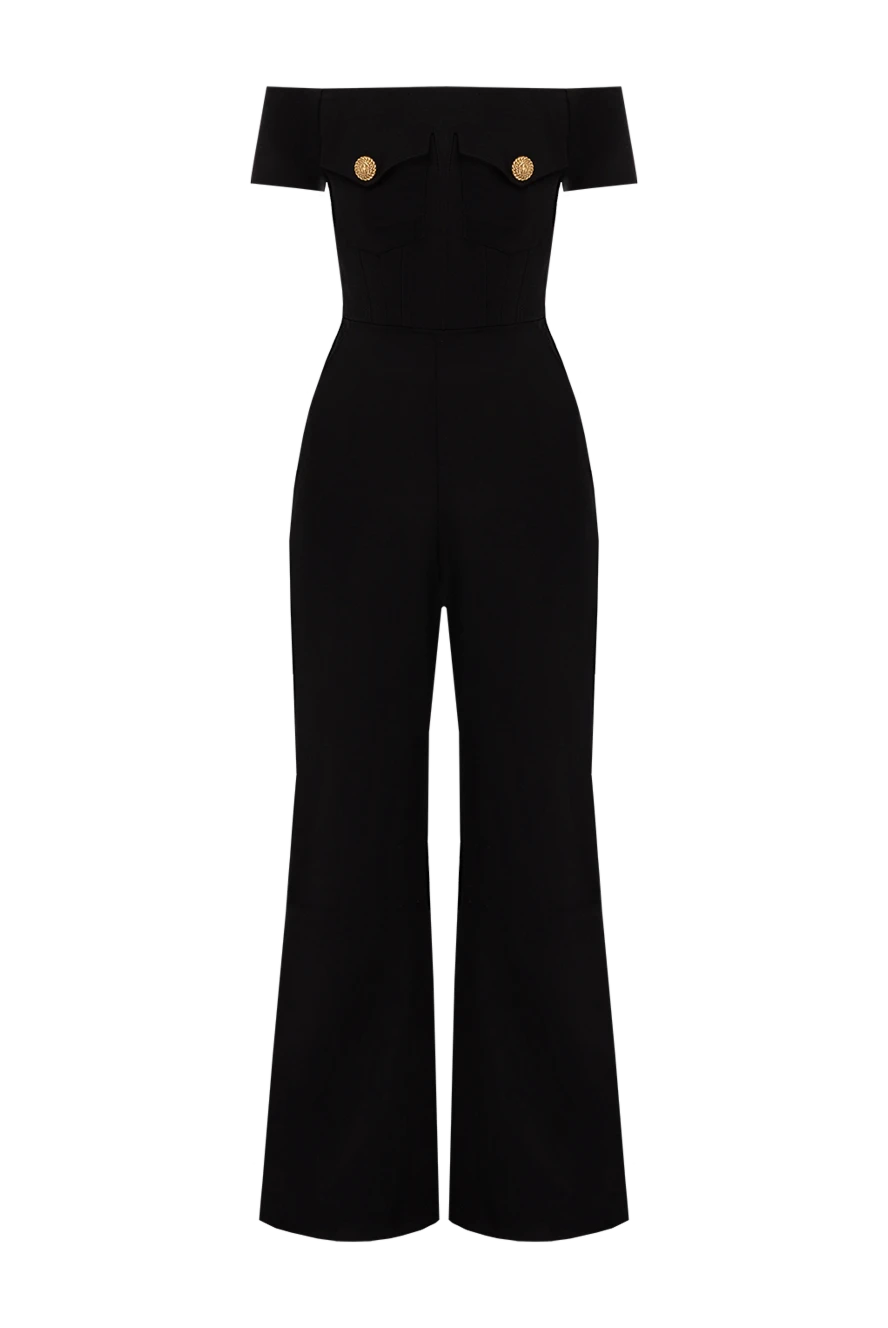 Balmain Overalls made of viscose and elastane black for women - branded buttons. 97% viscose, 3% elastane. Closure: zipper. two front pockets. Country of manufacture: Italy. Care: specialized cleaning - photo 1