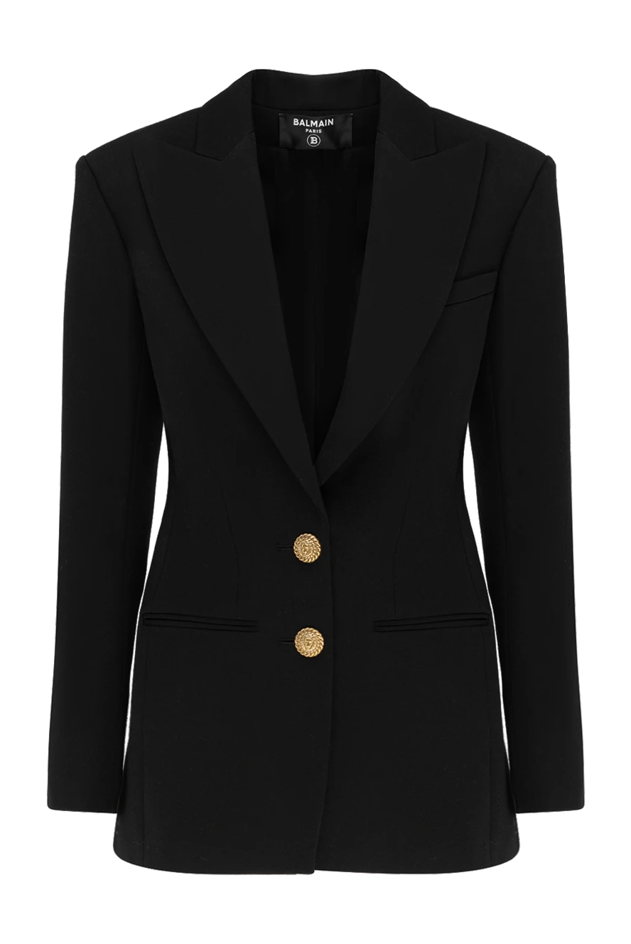 Balmain Black wool jacket for women - 100% wool. Closure: buttons. two side pockets. Country of manufacture: Italy. Care: specialized cleaning - photo 1