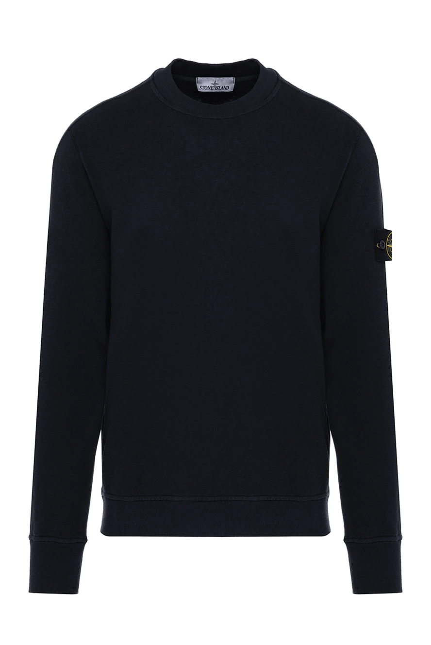 Stone Island Men's blue sports sweatshirt made of cotton - brand logo. 100% cotton. Country of manufacture: Italy. Care: specialized cleaning - photo 1