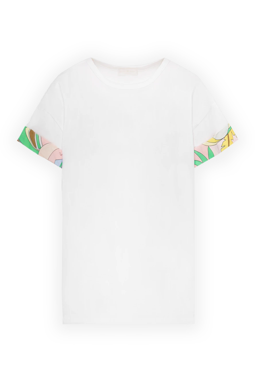 Rocco Ragni T-shirt for women white - brand logo, sleeve edging. 100% cotton. Country of manufacture: Italy. Care: specialized cleaning - photo 1