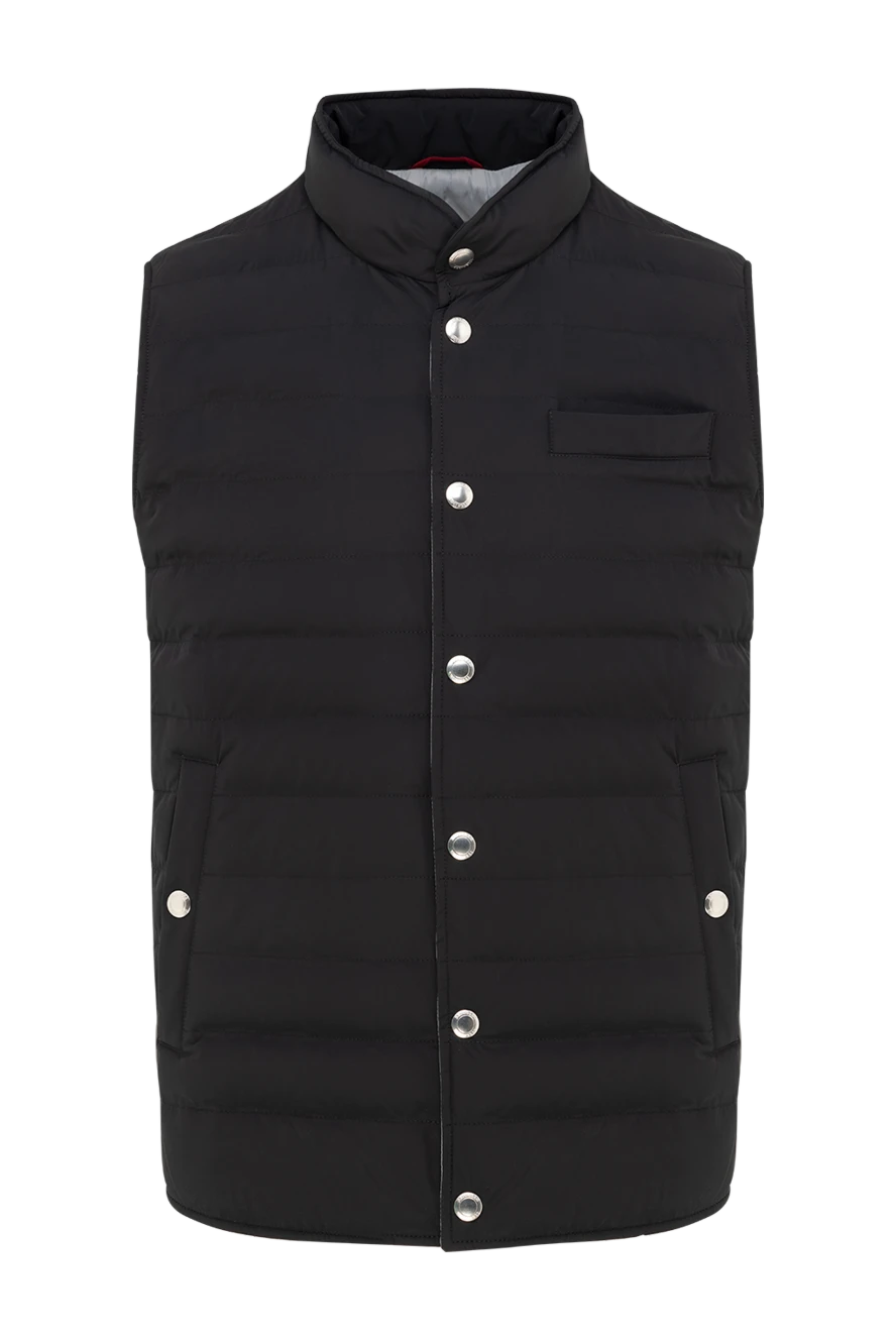 Brunello Cucinelli Чорний стьобаний жилет з коміром стійкою на кнопках - 83% поліестер, 17% еластан. блискавка. дві передні кишені. Країна виробник: Італія. Догляд: спеціалізоване чищення - фото 1