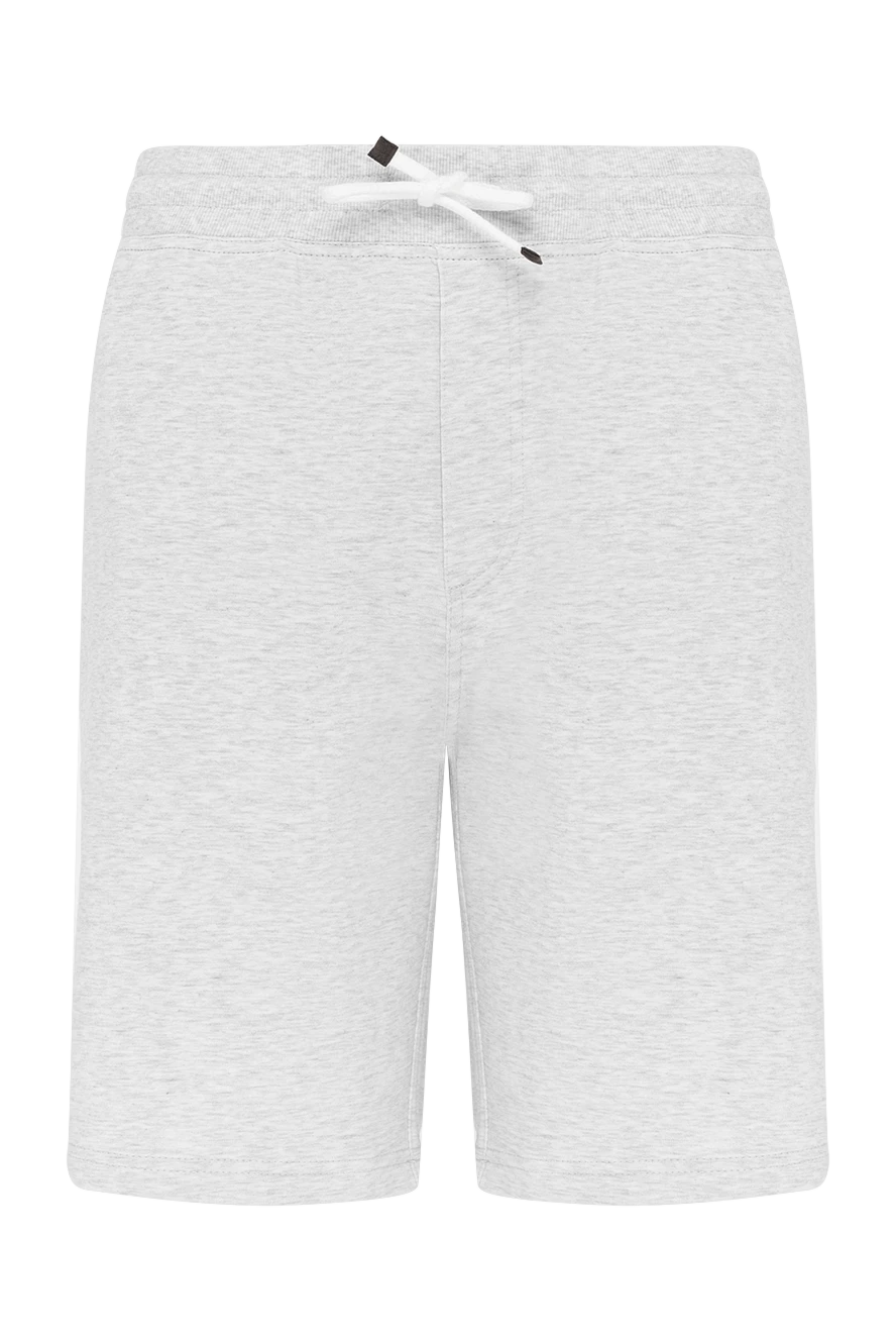 Brunello Cucinelli Men's cotton and polyamide shorts in gray - melange. Closure: drawstring, zipper. 93% cotton, 7% polyamide. two front pockets, two back pockets. Country of manufacture: Italy. Care: specialized cleaning - photo 1