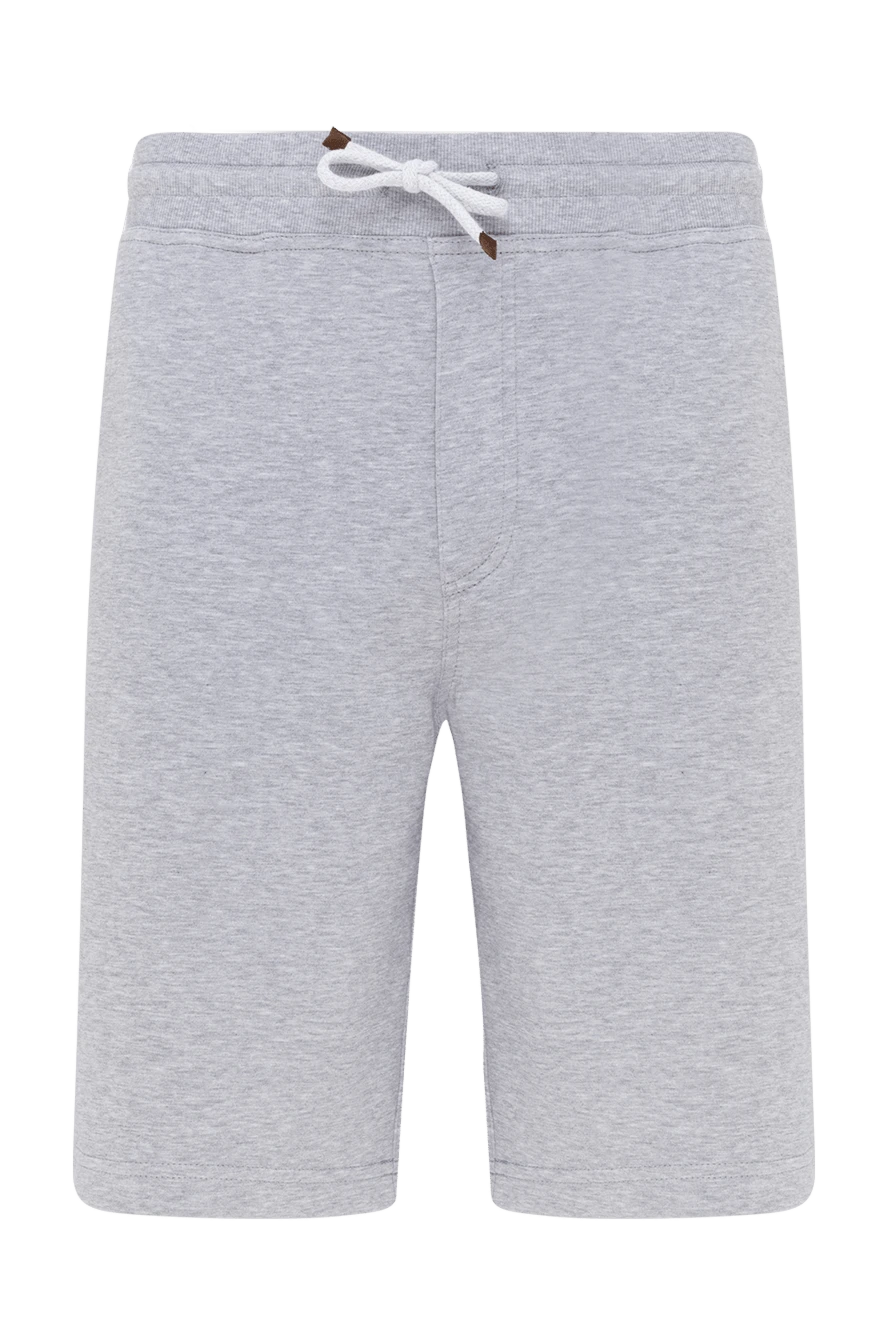 Brunello Cucinelli Men's cotton and polyamide shorts in gray - melange. Closure: drawstring, zipper. 93% cotton, 7% polyamide. two front pockets, two back pockets. Country of manufacture: Italy. Care: specialized cleaning - photo 1