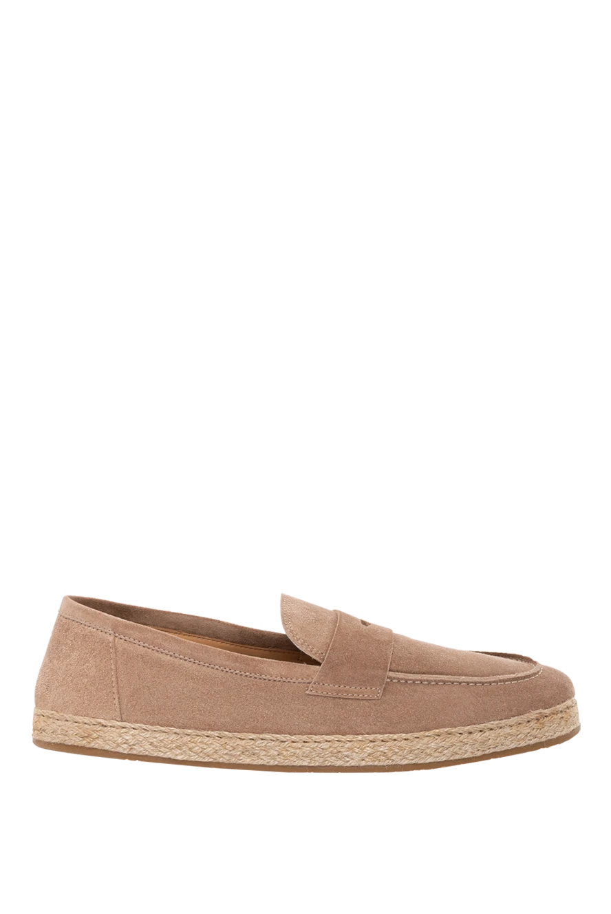 Brunello Cucinelli Beige suede loafers for men - woven sole. 100% suede. Country of manufacture: Italy. Care: specialized cleaning - photo 1