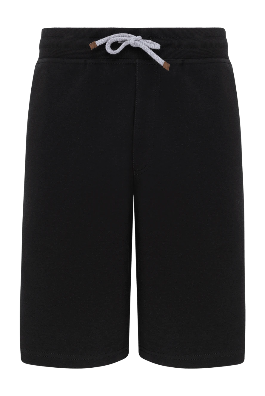 Brunello Cucinelli Shorts made of cotton and polyamide for men black - Closure: drawstring, zipper. 93% cotton, 7% polyamide. two front pockets, two back pockets. Country of manufacture: Italy. Care: specialized cleaning - photo 1
