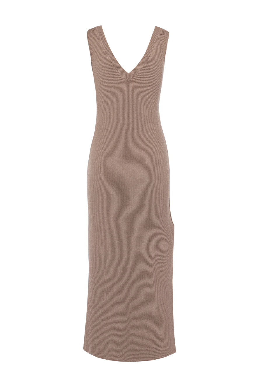 Brunello Cucinelli Платье из хлопка женское коричневое коричневое - узор полоска. 100% хлопок. Страна производитель: Италия. Уход: специализированная чистка - фото 1