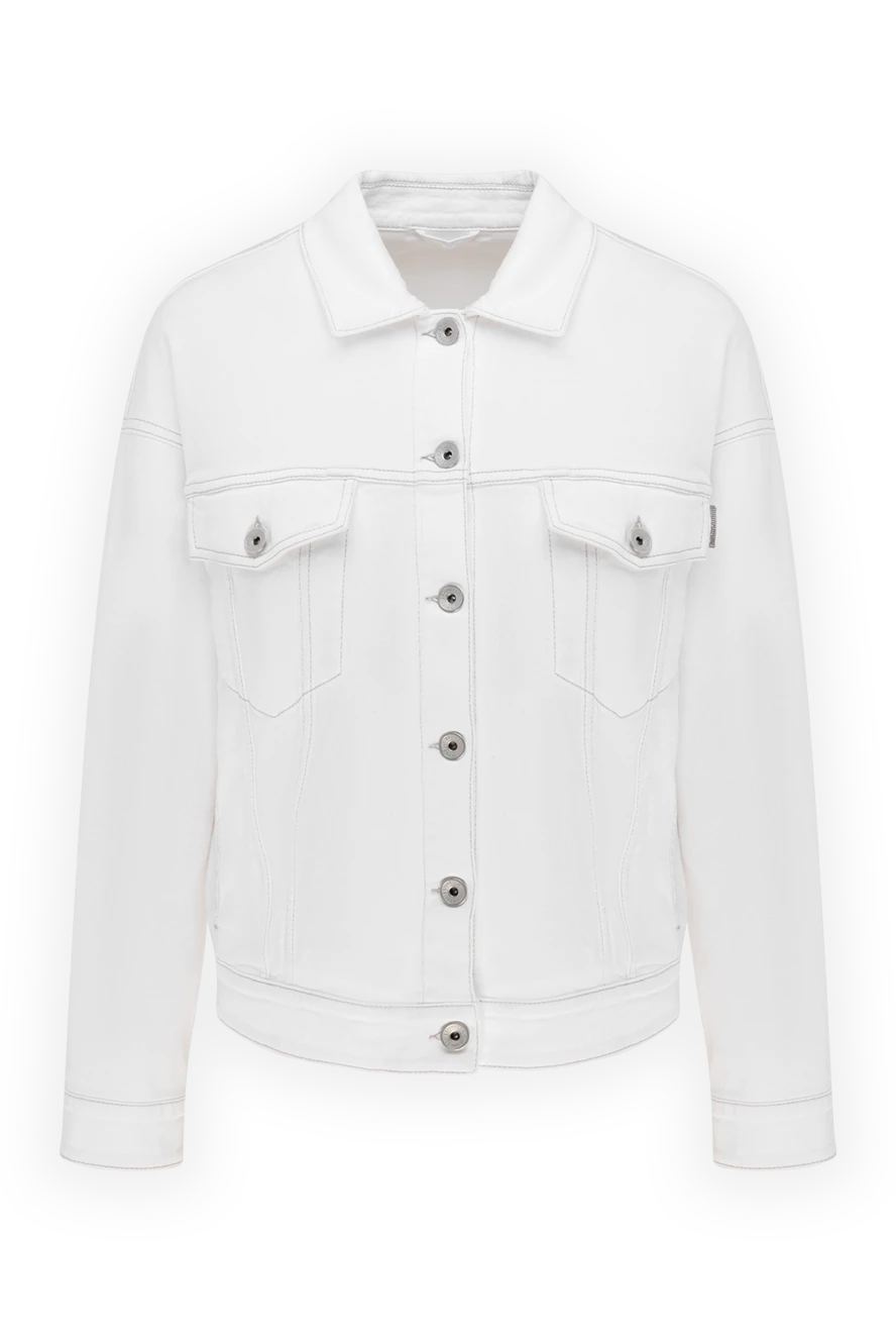 Brunello Cucinelli Denim jacket made of cotton and elastane for women white - 98% cotton, 2% elastane. Closure: buttons. two chest pockets. Country of manufacture: Italy. Care: specialized cleaning - photo 1