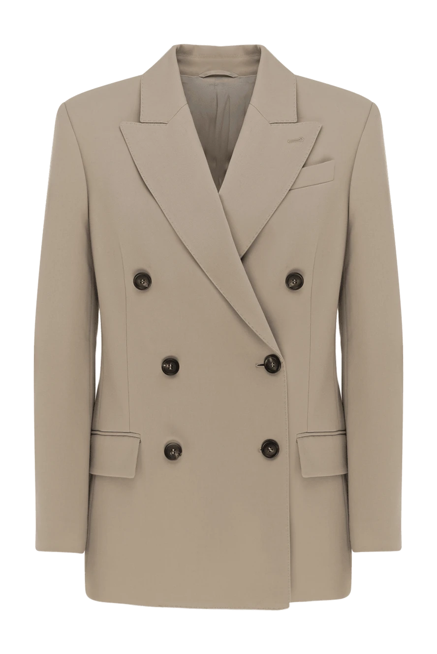 Brunello Cucinelli Beige cotton jacket for women - 100% cotton. Closure: buttons. two side pockets, one chest pocket. Country of manufacture: Italy. Care: specialized cleaning - photo 1