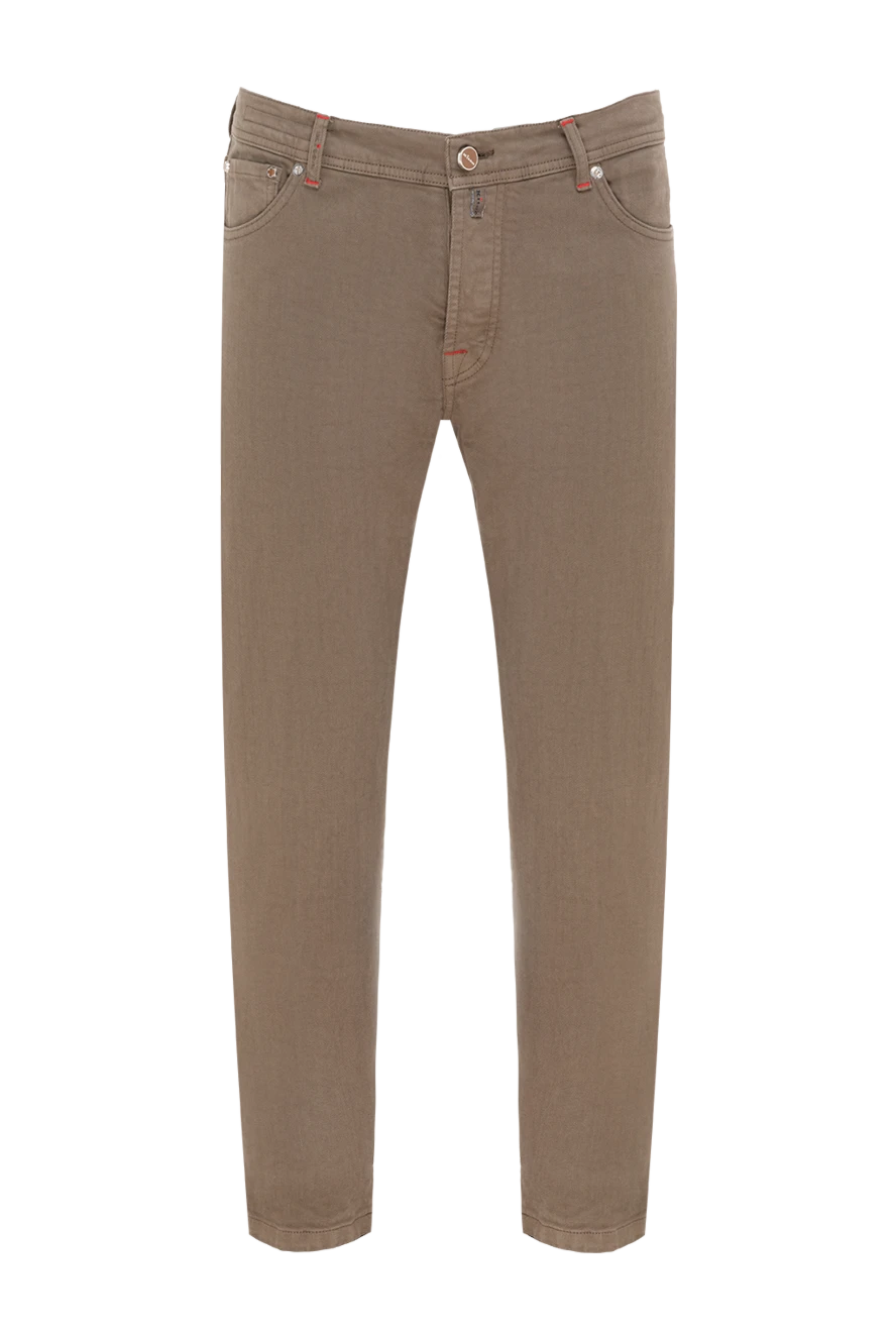 Kiton Beige cotton and elastane jeans for men - 98% cotton, 2% elastane. zipper, button. three front pockets, two back pockets. Country of manufacture: Italy. Care: specialized cleaning - photo 1