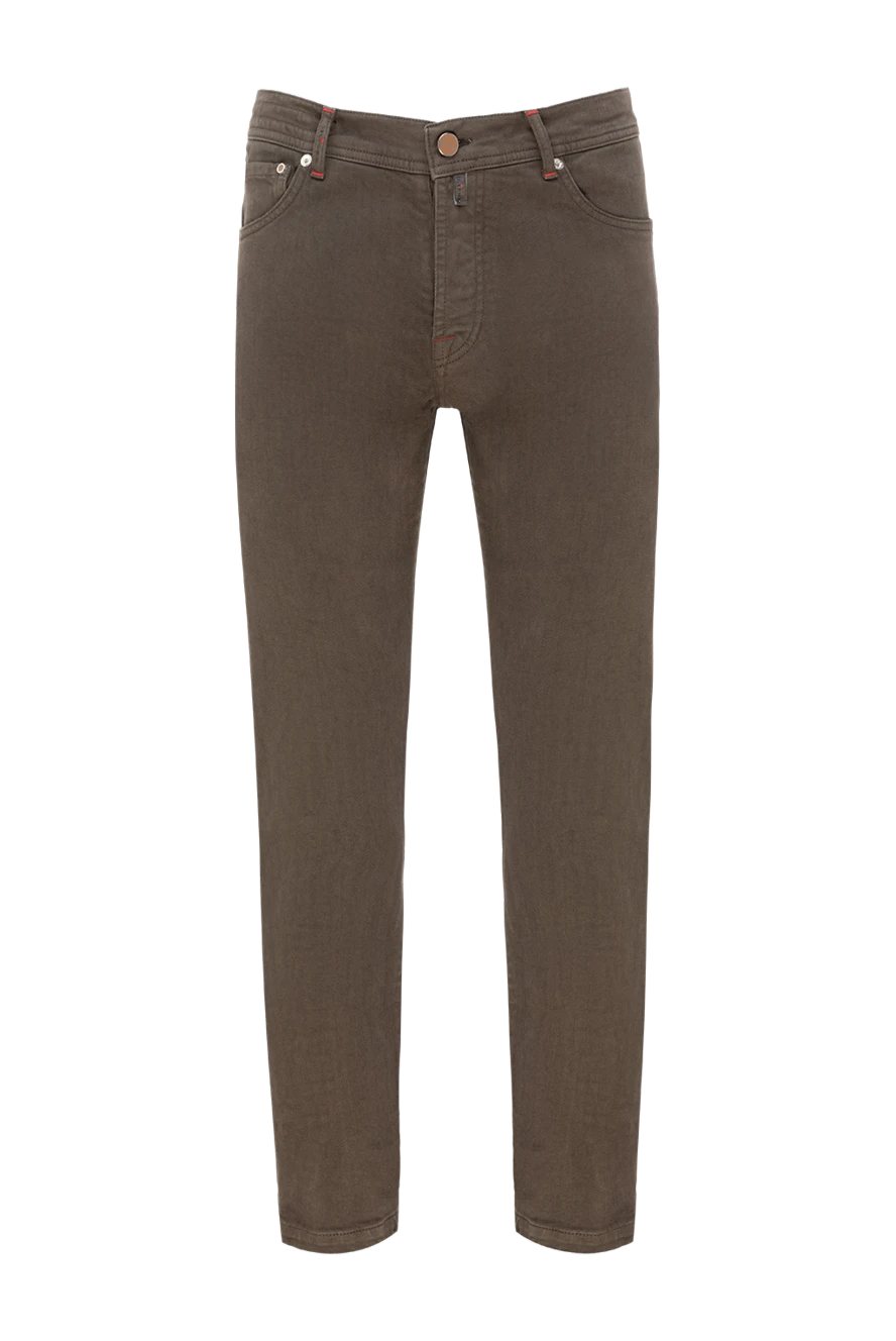 Kiton Brown cotton and elastane jeans for men - 98% cotton, 2% elastane. zipper, button. three front pockets, two back pockets. Country of manufacture: Italy. Care: specialized cleaning - photo 1