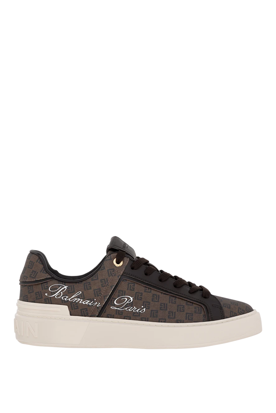 Balmain Women's brown polyurethane and cotton snickers - brand logo. 84% polyurethane, 16% cotton. Closure: laces. Country of manufacture: Italy. Care: specialized cleaning - photo 1