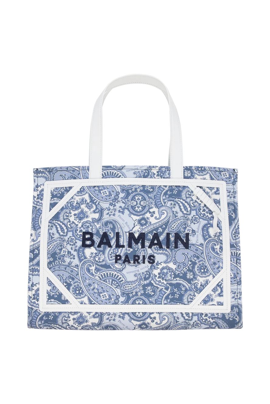 Balmain Women's cotton bag blue - brand logo. 100% cotton. Size: 19 x 11.5 x 6.5 cm. Country of manufacture: Italy. Care: specialized cleaning - photo 1