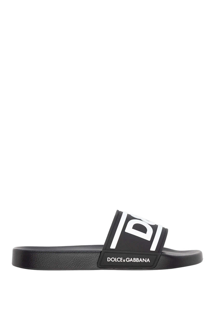 Dolce & Gabbana Rubber slippers for men black - brand logo . 100% rubber. Country of manufacture: Italy. Care: specialized cleaning - photo 1