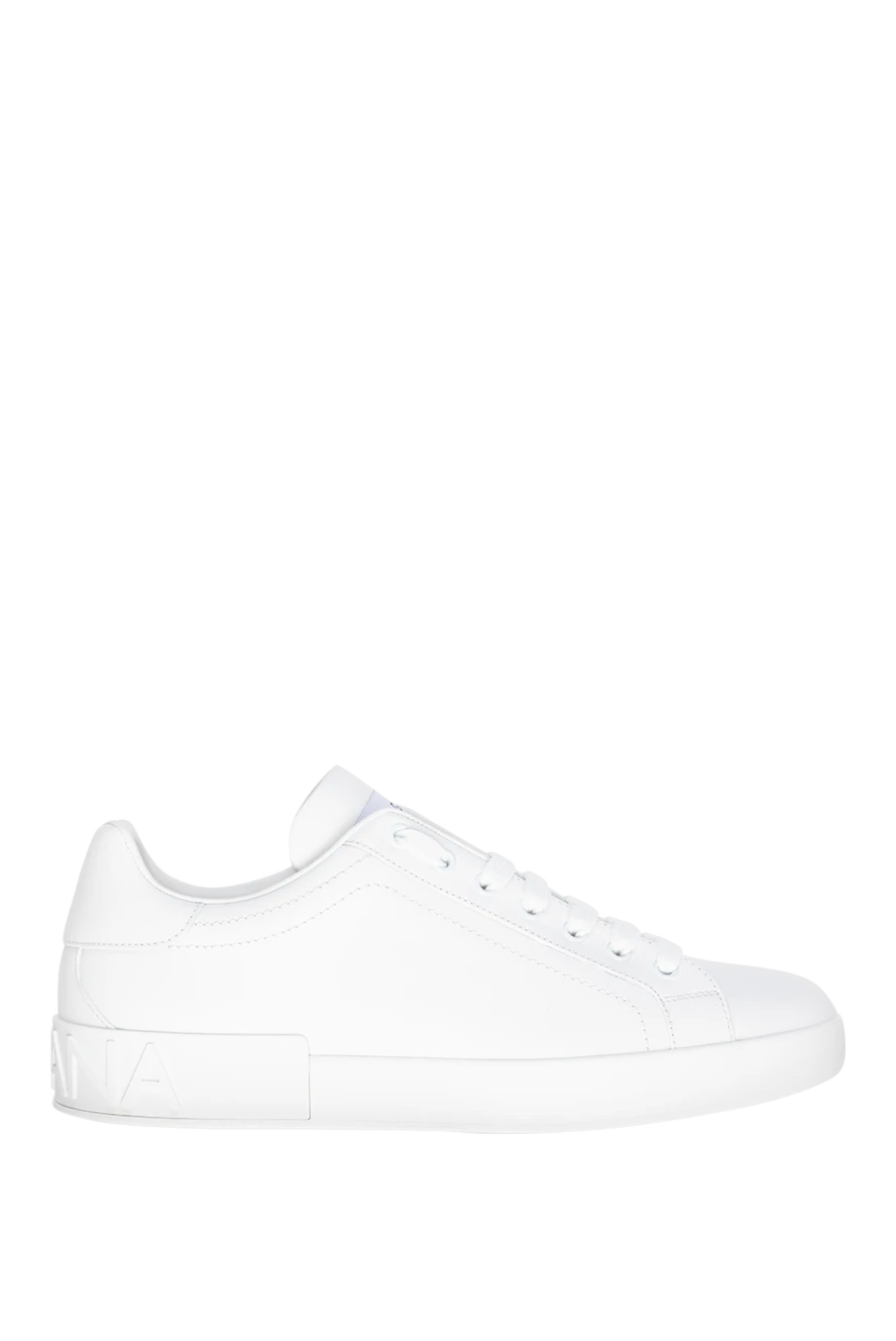 Dolce & Gabbana White leather sneakers for men - brand logo. 100% genuine leather. Closure: laces. Country of manufacture: Italy. Care: specialized cleaning - photo 1