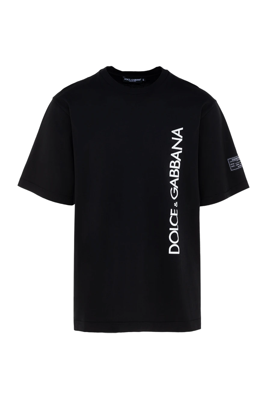 Dolce & Gabbana Men's black cotton T-shirt with logo - brand logo. 100% cotton. Country of manufacture: Italy. Care: specialized cleaning - photo 1