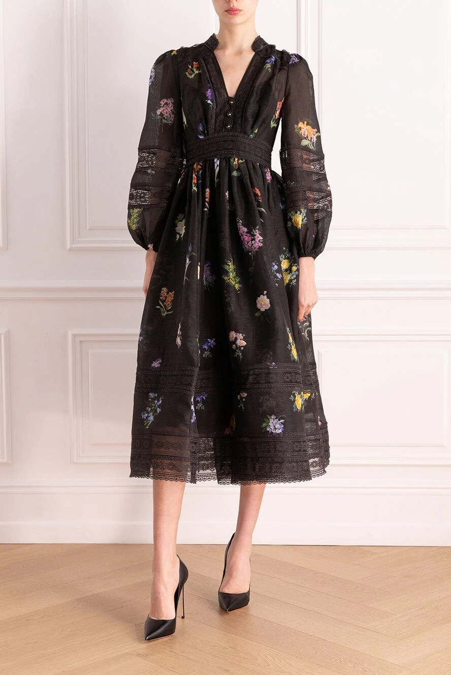 zimmerman black dress Zimmermann Natura Black Corset Midi Dress main image 1