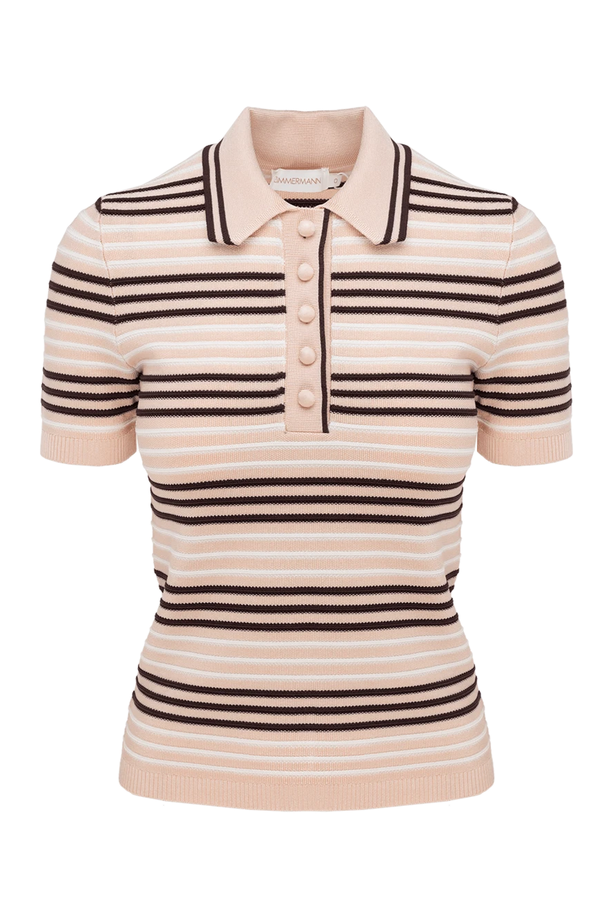 Zimmermann Polo for women beige - stripe pattern. 86% viscose, 12% polyamide, 2% elastane. Closure: buttons. Country of manufacture: Italy. Care: specialized cleaning - photo 1