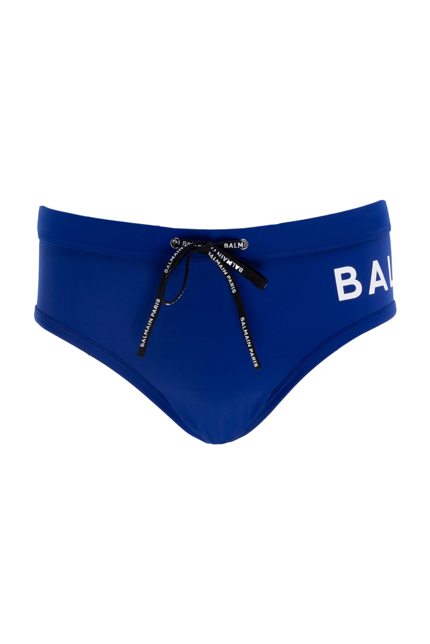 Balmain Blue men's swimming trunks made of polyamide and elastane. - brand logo. 80% polyamide, 20% elastane. Closure: drawstring. Country of manufacture: Italy. Care: specialized cleaning - photo 1